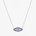 Collana in argento S925 con ciondolo occhio blu e zirconi bianchi su sfondo bianco - Argento 925 / Argento