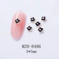5x5mm black enamel flower nail charms with gold metallic edges and center bead - Black Flower (8486)