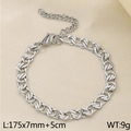 Silver stainless steel NK link chain bracelet with lobster clasp and extension chain - Steel