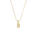 Gold-plated snake chain necklace featuring a pearl-inlaid letter B pendant - Letter B