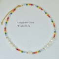 Colorful crystal and freshwater pearl beaded necklace with daisy pendant and gold clasp - Colorful Crystal Daisy (1141)