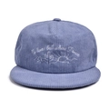Detalle del bordado de cactus y textura de pana en gorra de béisbol azul de ala plana - Azul