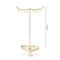 Golden jewelry display stand with heart-shaped base and hooks for earrings and necklaces - Heart Base with 8 Hooks