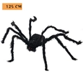 Realistic 125cm large black plush Halloween spider with red eyes on white background - XXL Black Spider