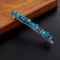 Fermaglio per capelli fatto a mano con pietre di cristallo blu e filo di metallo - Apatite grigio blu con clip d'argento