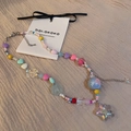 Colorful macaron beaded necklace with heart and star charms on brand display card - 11# Heart Pearl Butterfly Star Patchwork Necklace
