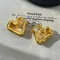Elegant 3D twisted heart earrings in golden finish with S925 sterling silver hooks - Gold