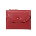 Cartera corta roja para mujer con textura de grano y detalles de cremallera dorada - Rojo