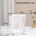 White trapezoid gift bag with large clear window and handle for flower packaging - Trapezoid Large (28x19x30cm)
