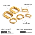 Detail view of 1.22cm gold stainless steel hoop earrings with size and weight specs - JDE2409039/Earring Set A