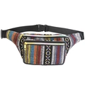Ethnic bohemian waist bag with colorful woven fabric and black adjustable strap - Style D/Colorful Totem