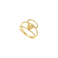 French style twisted titanium steel ring in gold finish with a central sphere detail - R304016-Gold