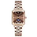 Montre carrée rose doré pour femme avec cadran marron et index en diamant brillant - Bracelet en Acier Cadran Café
