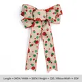 Linen Christmas bow with red and green glitter polka dots, 20cm festive ornament - Red and Green Polka Dots