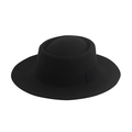 Chapeau canotier classique en laine noire avec calotte plate et ruban en gros-grain - 58cm / Noir - Ruban