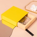 Yellow PE film floating jewelry box for bracelets and necklaces in drawer style - Hard Box Lemon Yellow; 7*7*2