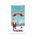 Vertical Christmas hanging banner with Santa Claus and Merry Christmas text in blue - 004-Light Blue Snow Scene