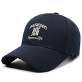 Fashionable navy blue baseball cap with white letter embroidery for men and women - Adjustable / Navy Blue