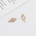 Coppia di ciondoli ovali in rame dorato con zirconi chiari per creazione gioielli fai da te - 09# Ovale Doppio Occhiello (5*12mm)