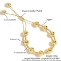 Adjustable 18k gold plated copper ball bracelet with varied size beads up to 25cm - 1cm Classic Golden Bead Style (NV12-2)