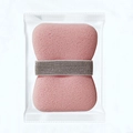 Rosa Sanduhr-Make-up-Schwamm mit Silberband in transparenter Verpackung - Weiche Feine Oberfläche / Hellrosa