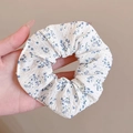 Witte kanten haarelastiek met blauwe bloemen en getextureerde katoenen stof - 3# Blauw Bloemen