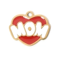 304 stainless steel heart pendant in red enamel with MOM text and gold plating - MOM Red Heart