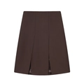 Donkerbruine A-lijn rok met hoge taille en dubbele split aan de voorkant van dikke stof - XS / Skirts / Donkerbruin