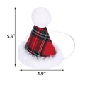Christmas pet hat with red and green plaid pattern, 5.9 by 4.9 inch dimensions detail - Red Plaid Bow Tie