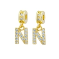 Golden pendant featuring a sparkling zircon-studded letter N for DIY necklaces - Letter-N
