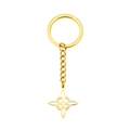 Llavero de acero de titanio dorado con colgante calado de patrón de estrella - Forma S 2 / Dorado