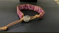 Handmade leather rope bracelet featuring purple spotted imperial stones and metal button - Tree of Life Buckle (32 Pcs) / Rose Red
