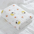 Soft six-layer cotton gauze baby swaddle blanket with cute cow and polka dot patterns - Straight Edge-Cow