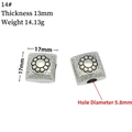 Square silver-plated sunflower spacer bead for DIY jewelry making 17x17mm - 14# (Thick Square Flower)