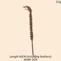 Brown striped cat wand toy with natural feathers and 60cm long handle - Feather Duster Style (A)