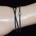 Luxurious black gold plated multi-layer wrap bracelet with clear zircon center stone - Black Zirconia Gunmetal