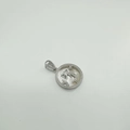 Silver round dolphin pendant with natural shell inlay and 18K gold plated metal finish - Dolphin-Platinum(White Shell)