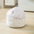 White fine mesh laundry bag with black drawstring closure for washing delicate clothes - Fine Mesh 30*40