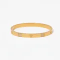 Luxury gold stainless steel bangle with engraved stars and zircon stone accents - Gold Star Square Zirconia Style (KD1248)