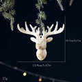 White and gold reindeer head Christmas ornament with glitter finish and hanging loop - Reindeer White Gold Pendant