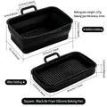 Black foldable silicone air fryer liner for Ninja DZ201 with dimensions and scale details - Black