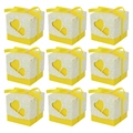 9 yellow wedding favor boxes with hollow double heart design and matching silk ribbons - Yellow