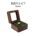 Classic diamond ring in a square walnut wood box with decorative green moss lining - Moss-Window Lid