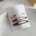 Three-piece matte hair clip set in sage green, mauve, and coffee brown on gift card - Chocolate Hollow Style / Set of 3