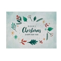 Detail showing high-quality canvas texture and festive botanical print on Christmas placemat - Pattern CD090-7