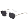 Modern transparent aviator sunglasses with dark lenses and silver metal core detailing - Transparent Frame Silver Leg Grey Lens