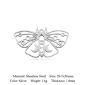 Silver stainless steel moth pendant with crescent moon detail for DIY jewelry making - Moth-Silver (LA732)