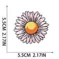Close-up of pink purple daisy embroidery patch with size measurement of 5.5cm diameter - Purple Daisy (X9HD-09-12)
