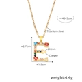Gold plated copper necklace with colorful zircon letter E pendant on 45cm steel chain - Letter E