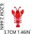 Detail view of red lobster embroidered patch with precise measurement markings - Red Lobster